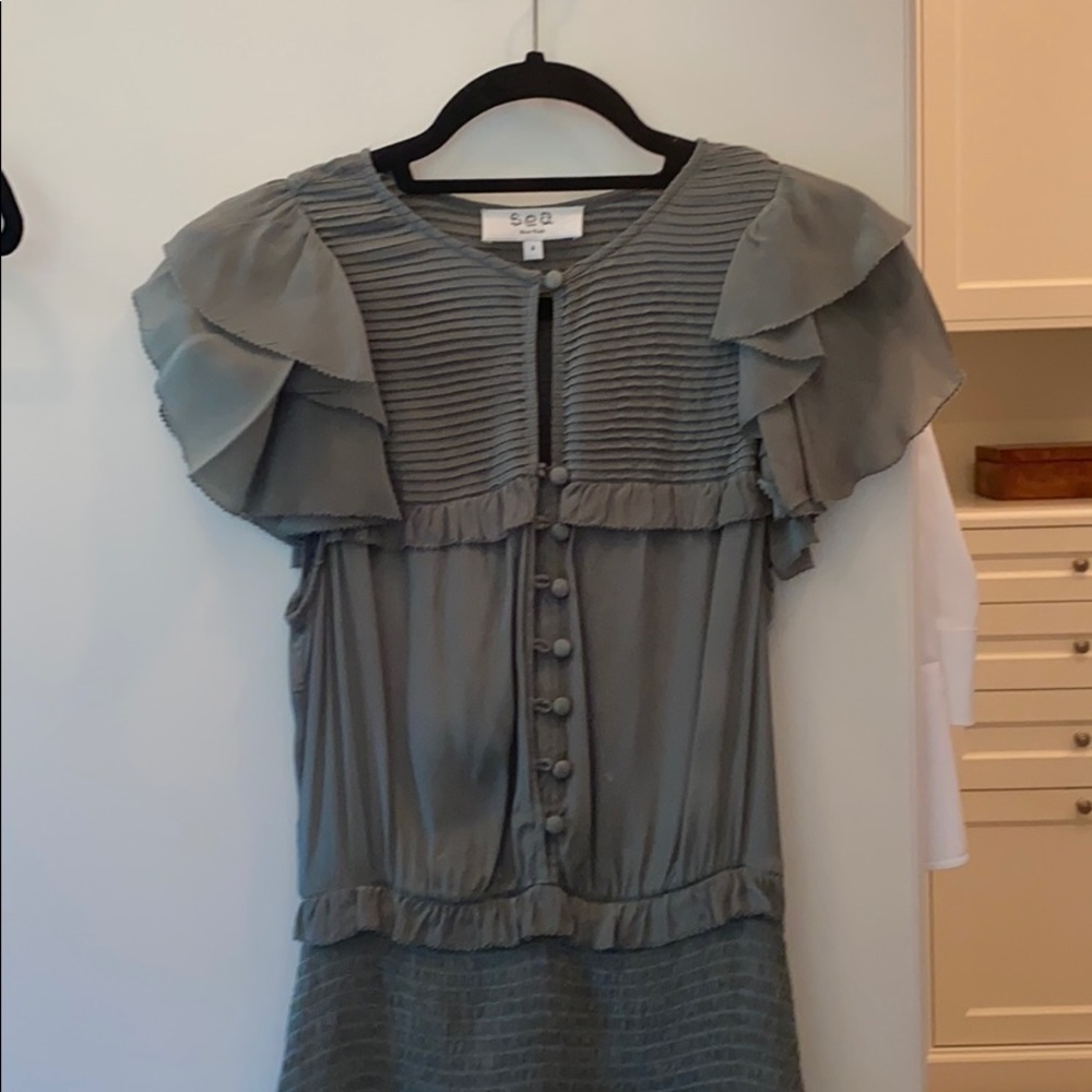 Sea New York Dusty Sage Silk Dress